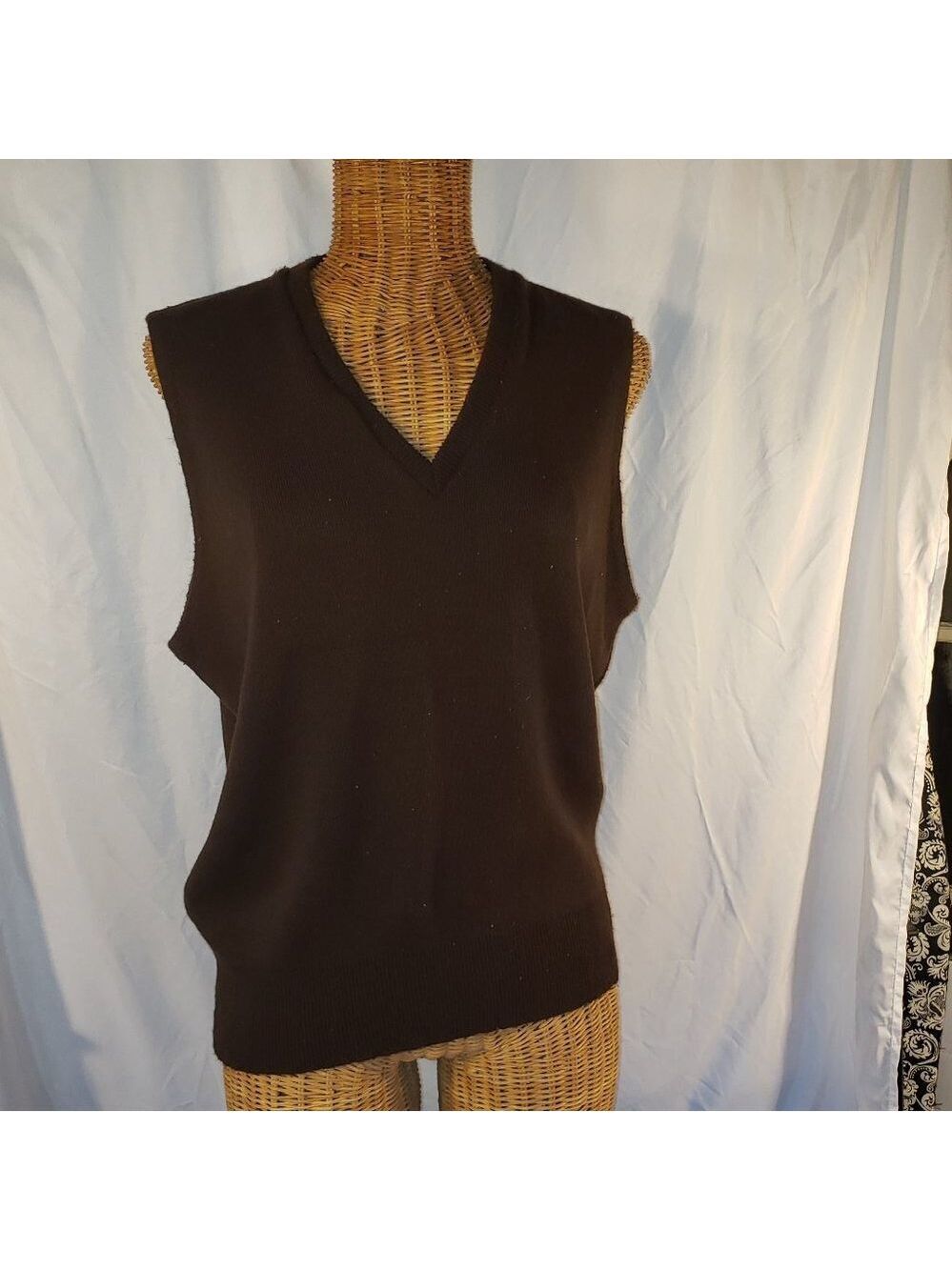 Puritan Mens Brown V-Neck Vest - Size L
